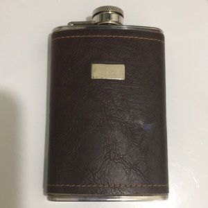Flask Faux Leather Wrapped Custom Engraved Pocket Size Travel Concert